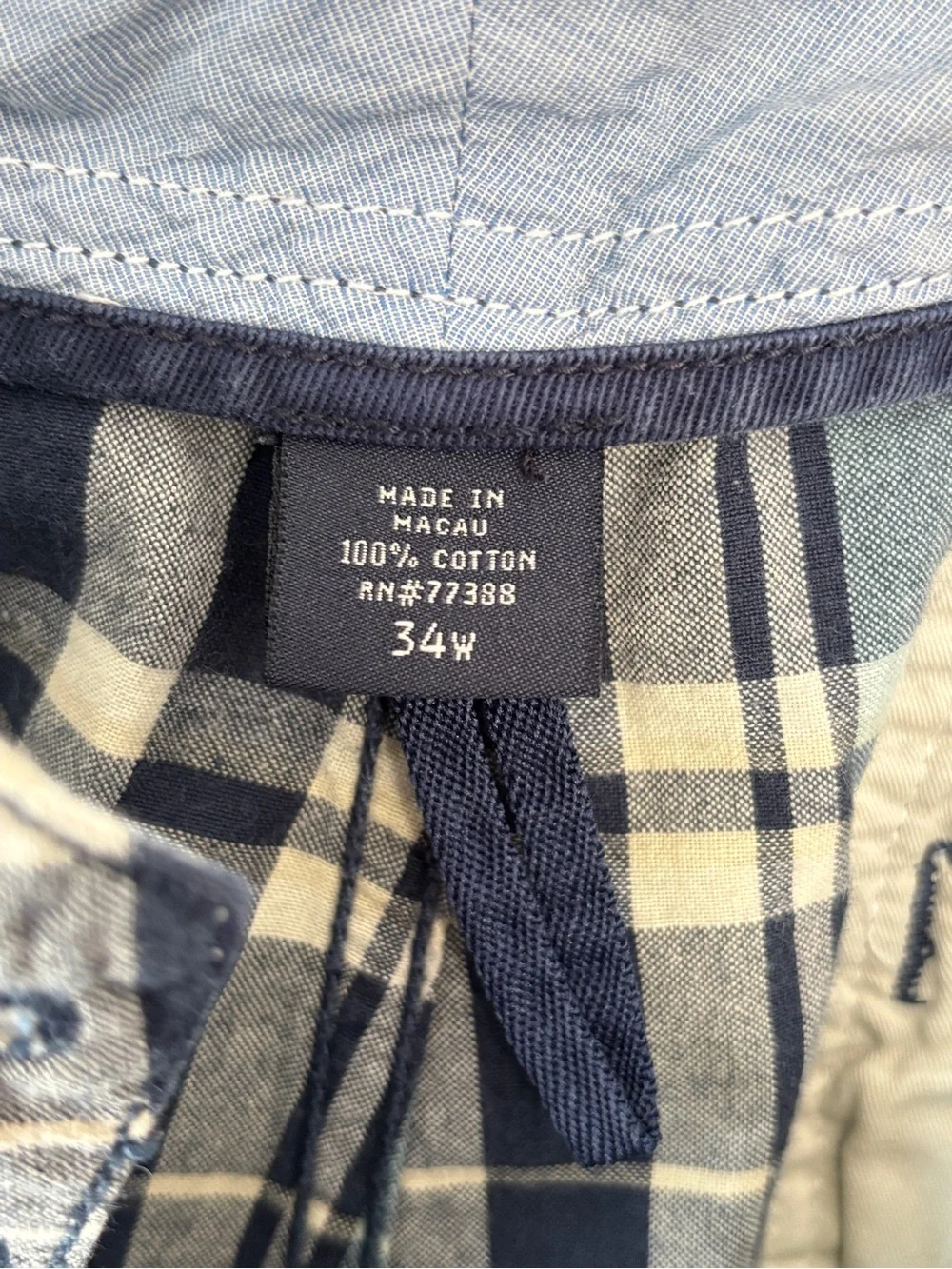 J. Crew Men’s Navy, White & Light Green Plaid Flat Front Shorts